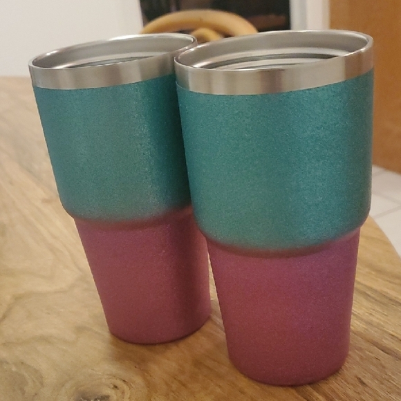 NWOT Vibrant Teal and Purple Travel Mugs - Picture 8 of 10